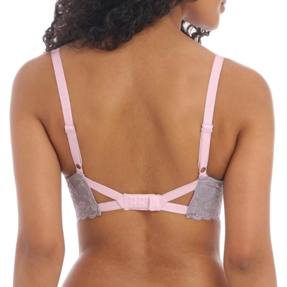 Freya Lingerie Offbeat Underwired Plunge Bra NWOT US 34H UK 34FF Mineral Grey
